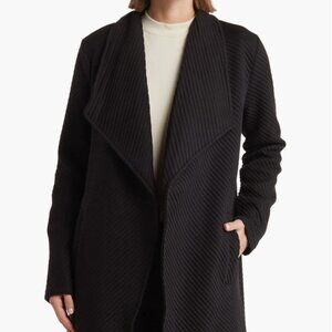 T Tahari Ottoman Waterfall Knit Topper, Black, Medium